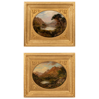 Pair Antique Oil Paintings Scottish Highland Loch Scenes G. F. Buchanan, 1872