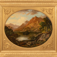 Pair Antique Oil Paintings Scottish Highland Loch Scenes G. F. Buchanan, 1872