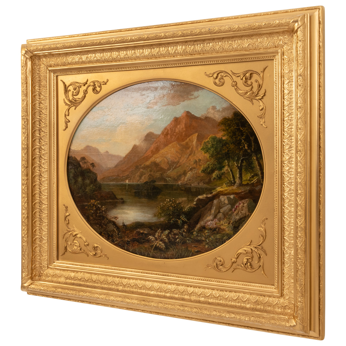 Pair Antique Oil Paintings Scottish Highland Loch Scenes G. F. Buchanan, 1872
