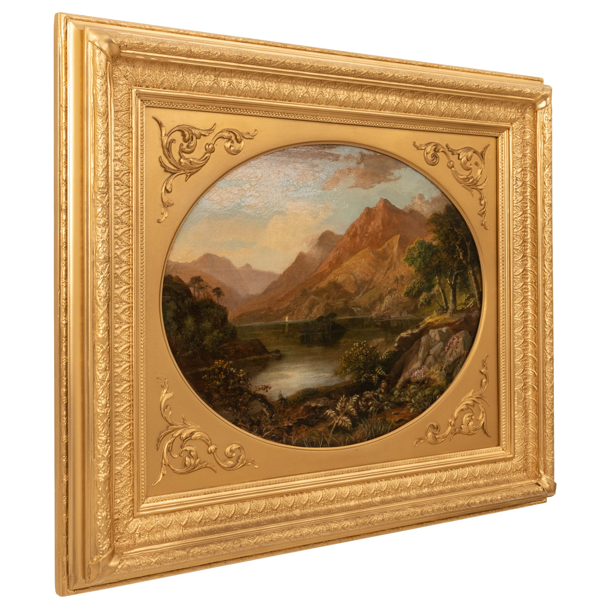 Pair Antique Oil Paintings Scottish Highland Loch Scenes G. F. Buchanan, 1872