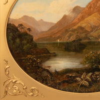 Pair Antique Oil Paintings Scottish Highland Loch Scenes G. F. Buchanan, 1872
