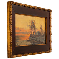 Antique Russian Oil Painting Yuliy (Julius) Yulevich Klever Winter Scene, 1890