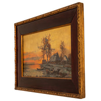 Antique Russian Oil Painting Yuliy (Julius) Yulevich Klever Winter Scene, 1890