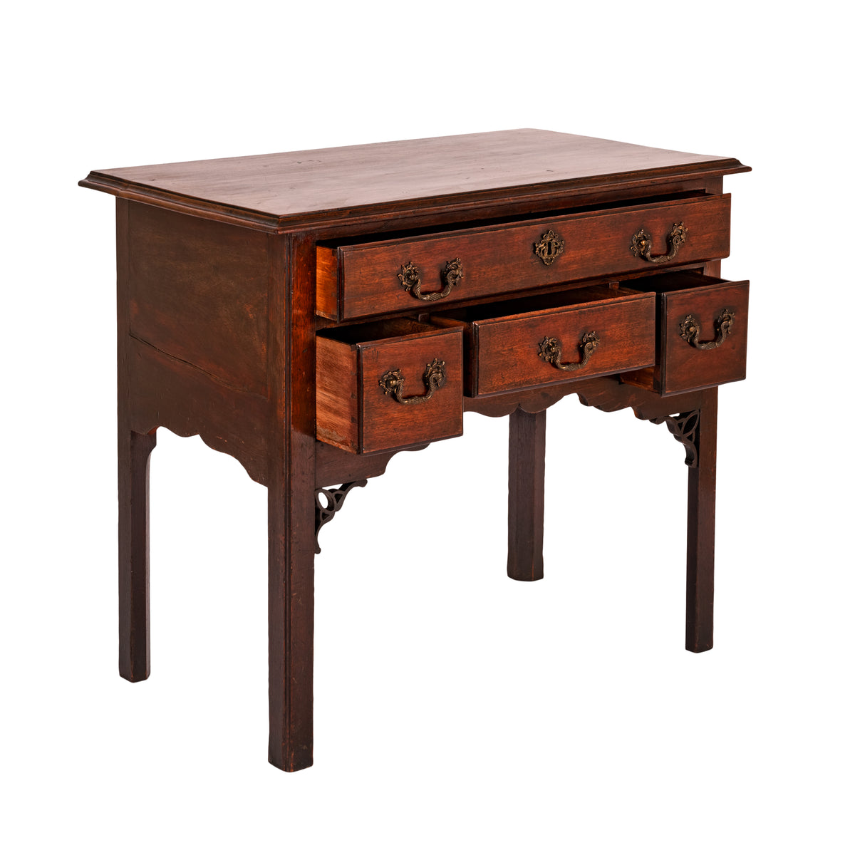 Antique English 18th C Georgian Mahogany Chippendale Lowboy Side Table, Circa 1750