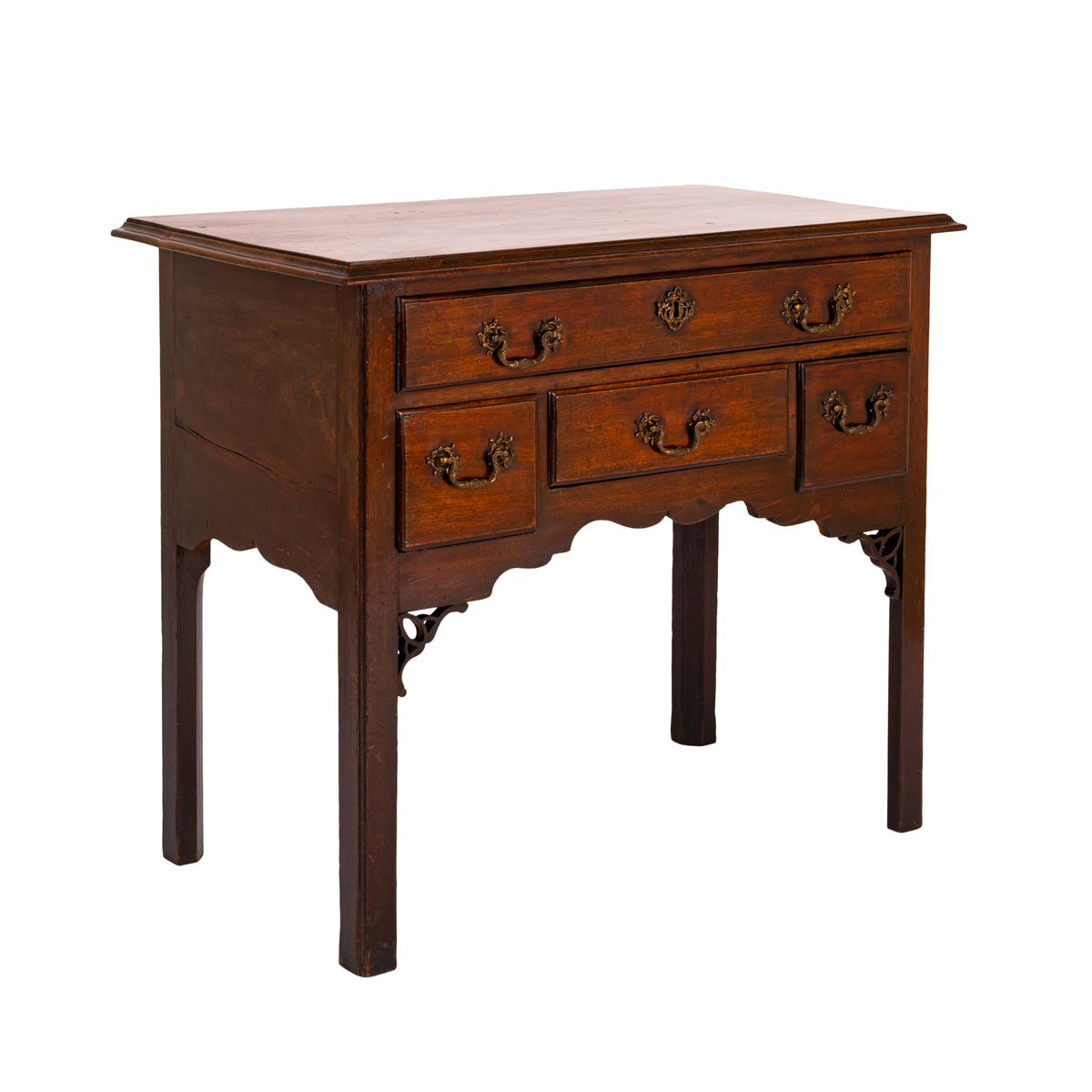 Antique English 18th C Georgian Mahogany Chippendale Lowboy Side Table, Circa 1750