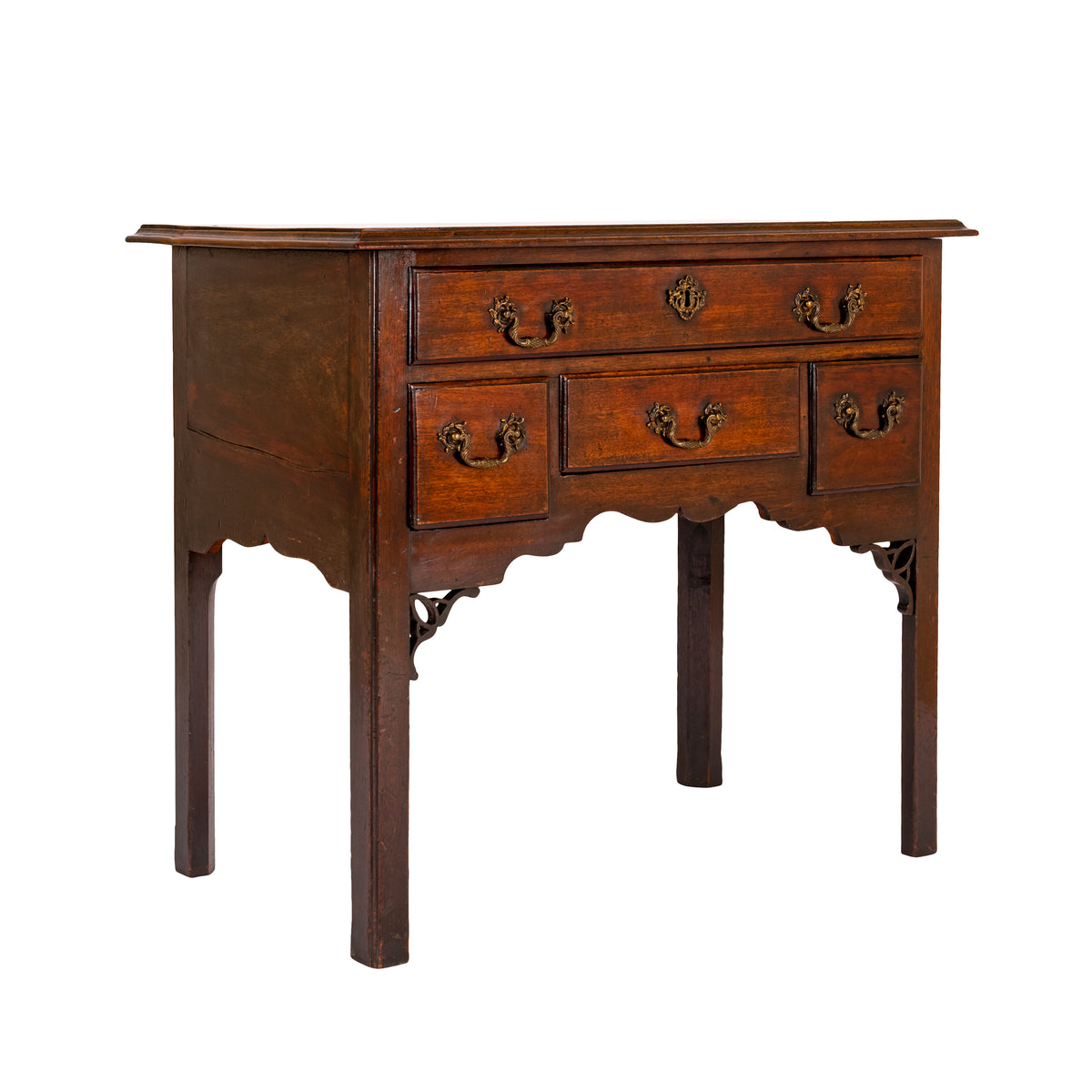 Antique English 18th C Georgian Mahogany Chippendale Lowboy Side Table, Circa 1750