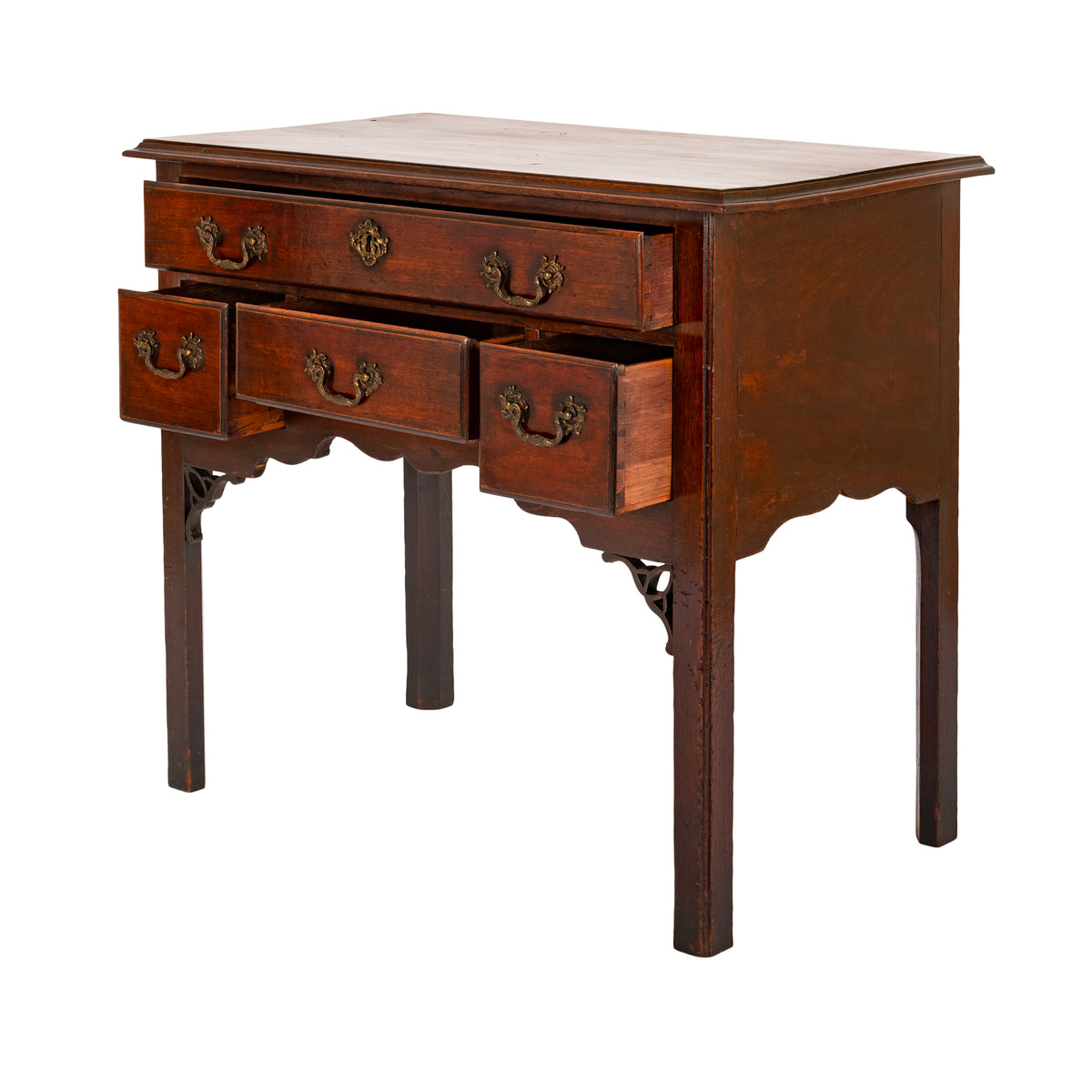 Antique English 18th C Georgian Mahogany Chippendale Lowboy Side Table, Circa 1750