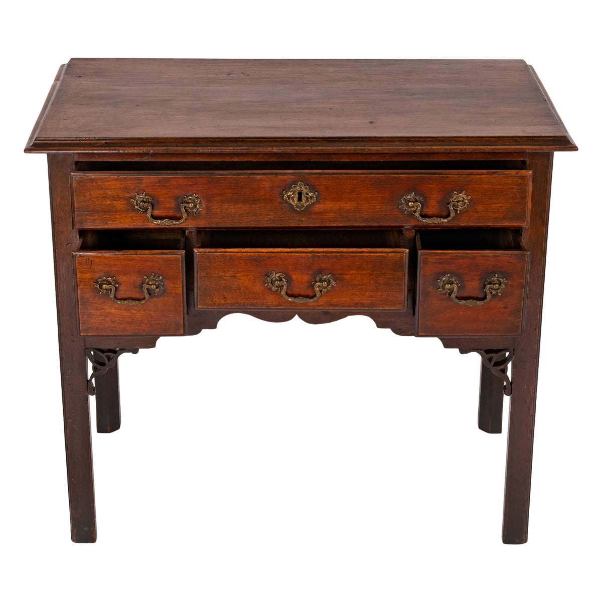 Antique English 18th C Georgian Mahogany Chippendale Lowboy Side Table, Circa 1750