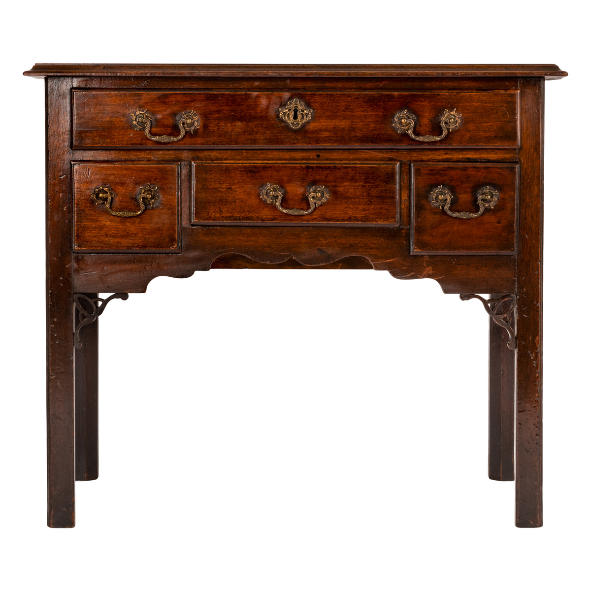 Antique English 18th C Georgian Mahogany Chippendale Lowboy Side Table, Circa 1750