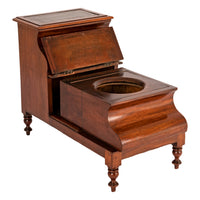 Antique 19th Century Mahogany Tooled & Gilded Leather Library Steps Commode, Circa 1860