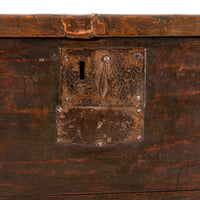 Antique Tudor Elizabethan Henry VIII Oak Sword Six Plank Coffer Chest Trunk, Circa 1540