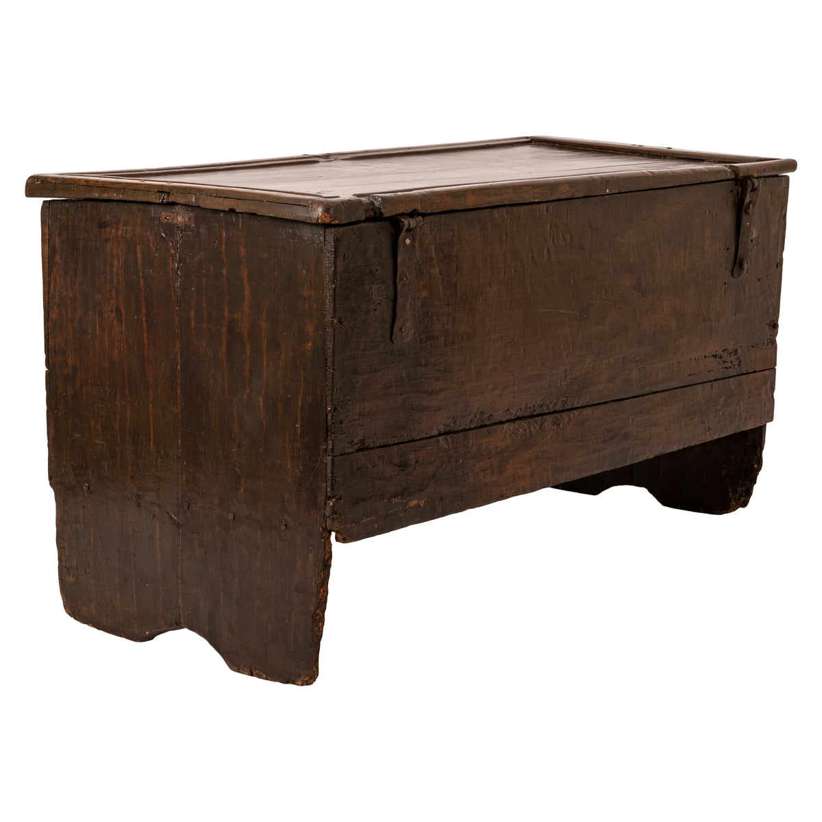 Antique Tudor Elizabethan Henry VIII Oak Sword Six Plank Coffer Chest Trunk, Circa 1540