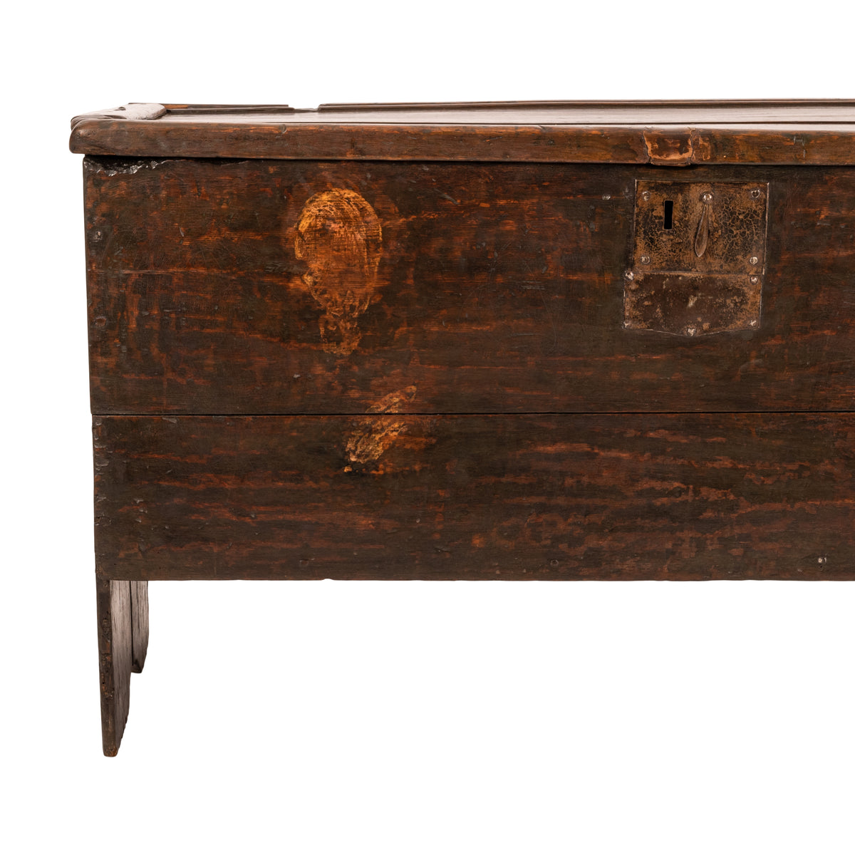 Antique Tudor Elizabethan Henry VIII Oak Sword Six Plank Coffer Chest Trunk, Circa 1540