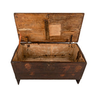 Antique Tudor Elizabethan Henry VIII Oak Sword Six Plank Coffer Chest Trunk, Circa 1540