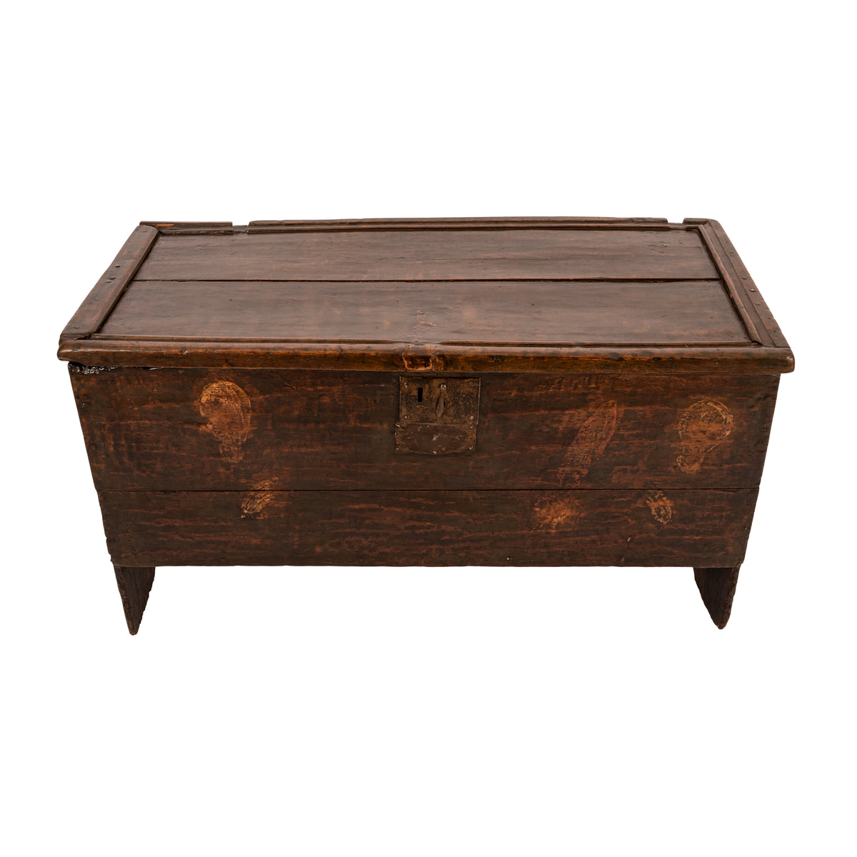 Antique Tudor Elizabethan Henry VIII Oak Sword Six Plank Coffer Chest Trunk, Circa 1540