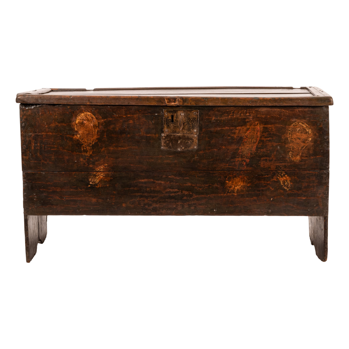 Antique Tudor Elizabethan Henry VIII Oak Sword Six Plank Coffer Chest Trunk, Circa 1540