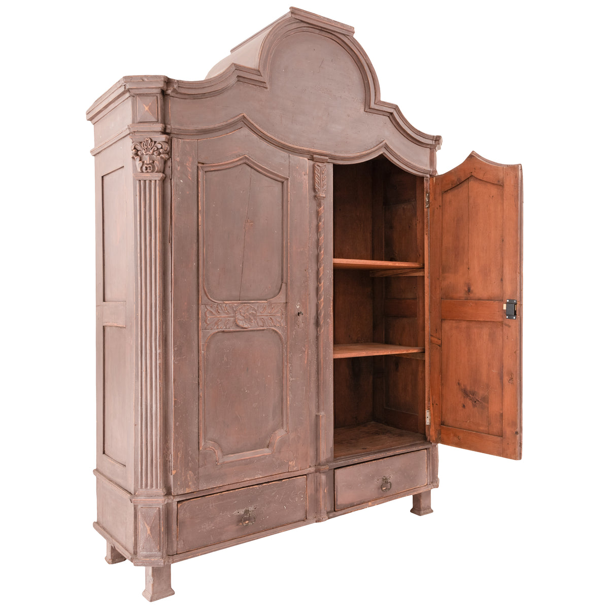 Antique 18th Century Swedish Gustavian Painted Pine Armoire Wardrobe Cabinet, Circa 1780