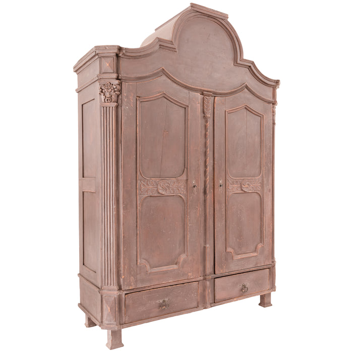 Antique 18th Century Swedish Gustavian Painted Pine Armoire Wardrobe Cabinet, Circa 1780