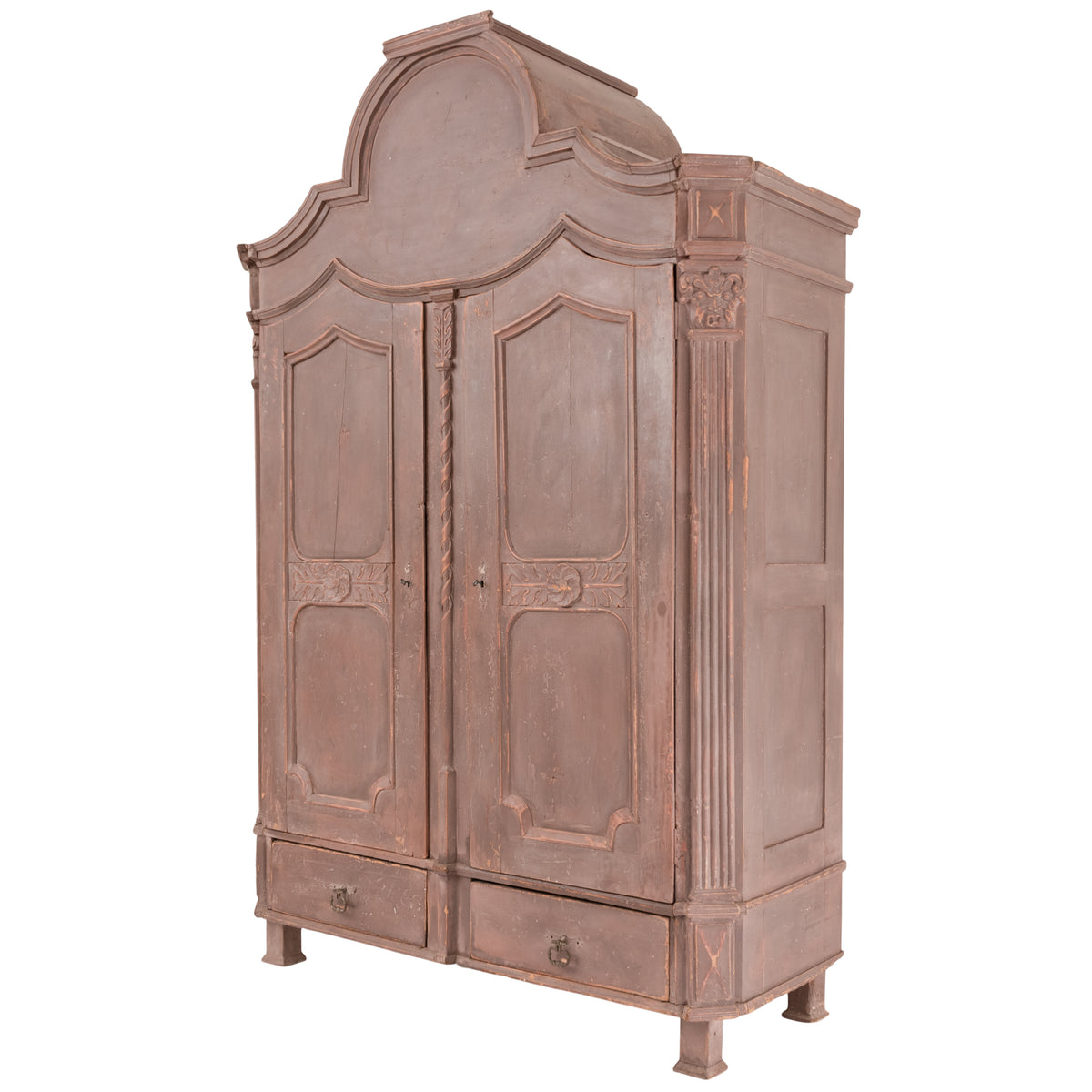 Antique 18th Century Swedish Gustavian Painted Pine Armoire Wardrobe Cabinet, Circa 1780