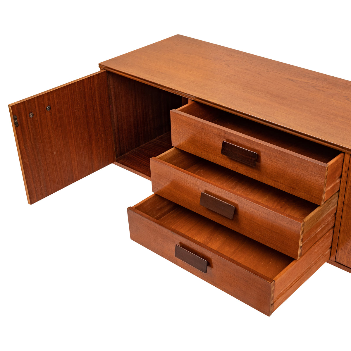 Vintage Compact Mid-Century Modern Mcm Danish Teak Credenza Sideboard, 1960s