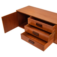 Vintage Compact Mid-Century Modern Mcm Danish Teak Credenza Sideboard, 1960s