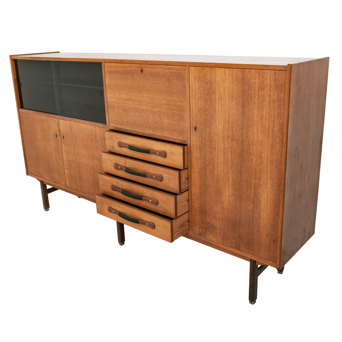 Italian Mid-Century Modern Teak Credenza Sideboard Ilmari Tapiovaara Cantu, Circa 1960