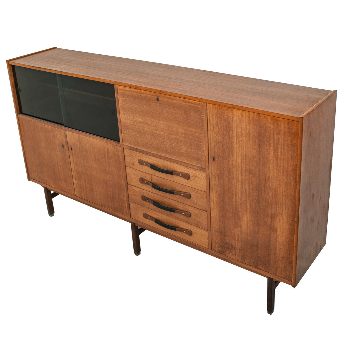 Italian Mid-Century Modern Teak Credenza Sideboard Ilmari Tapiovaara Cantu, Circa 1960