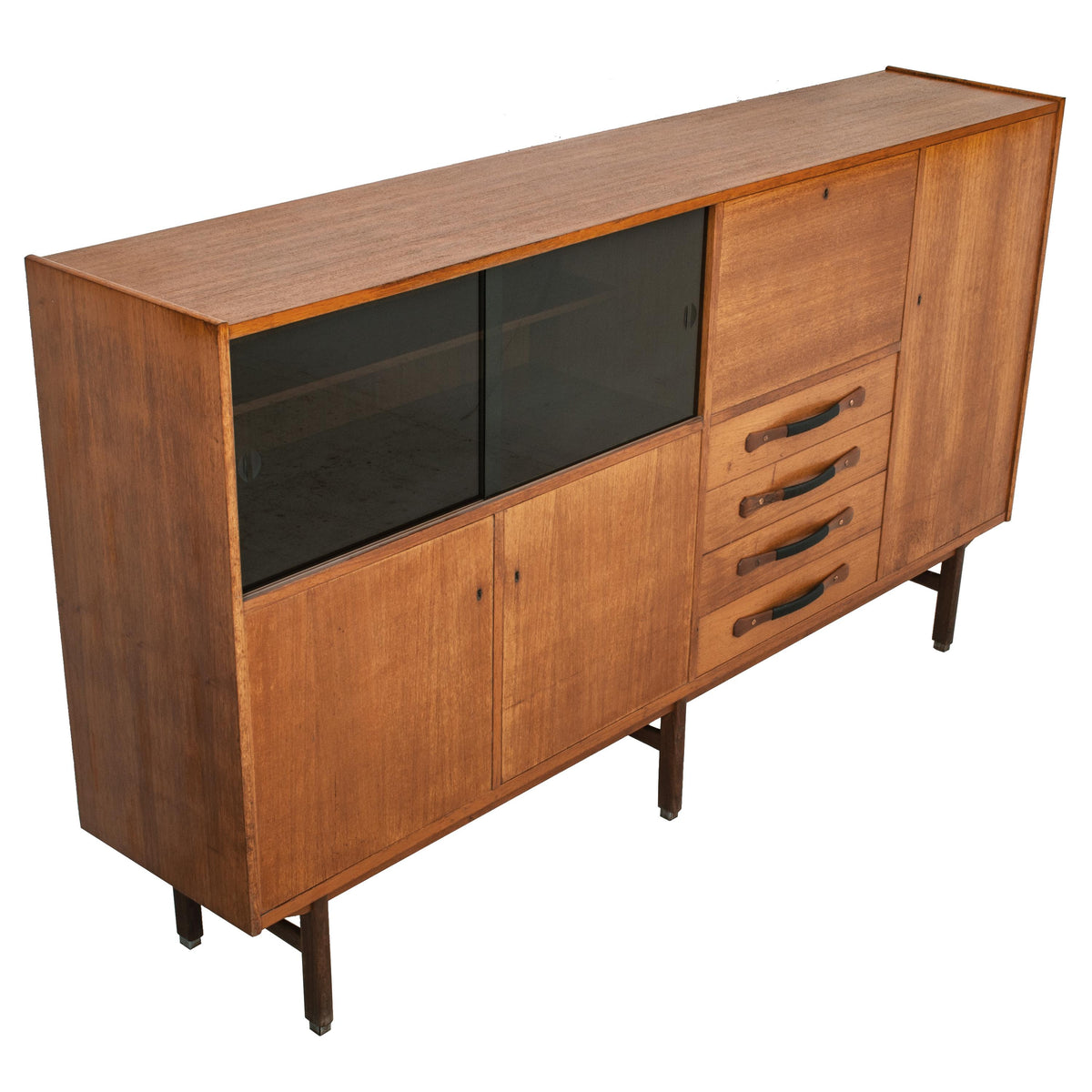 Italian Mid-Century Modern Teak Credenza Sideboard Ilmari Tapiovaara Cantu, Circa 1960