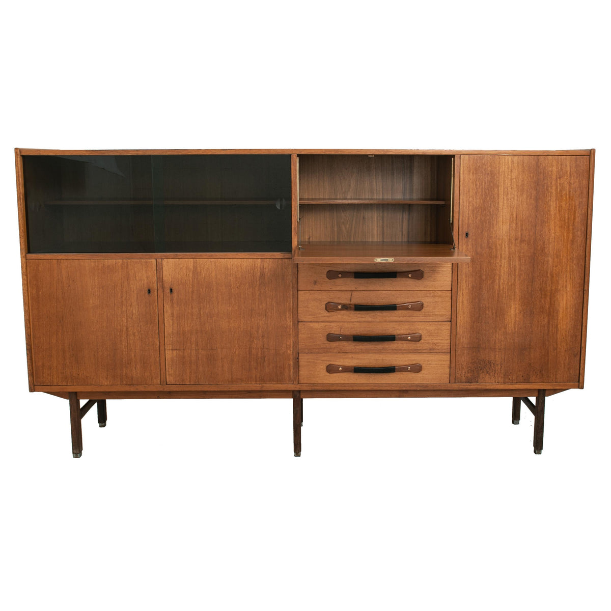 Italian Mid-Century Modern Teak Credenza Sideboard Ilmari Tapiovaara Cantu, Circa 1960