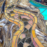 Antique Tiffany Studios Henry Keck Leaded Art Glass Monumental Landscape Window New York, Circa 1910