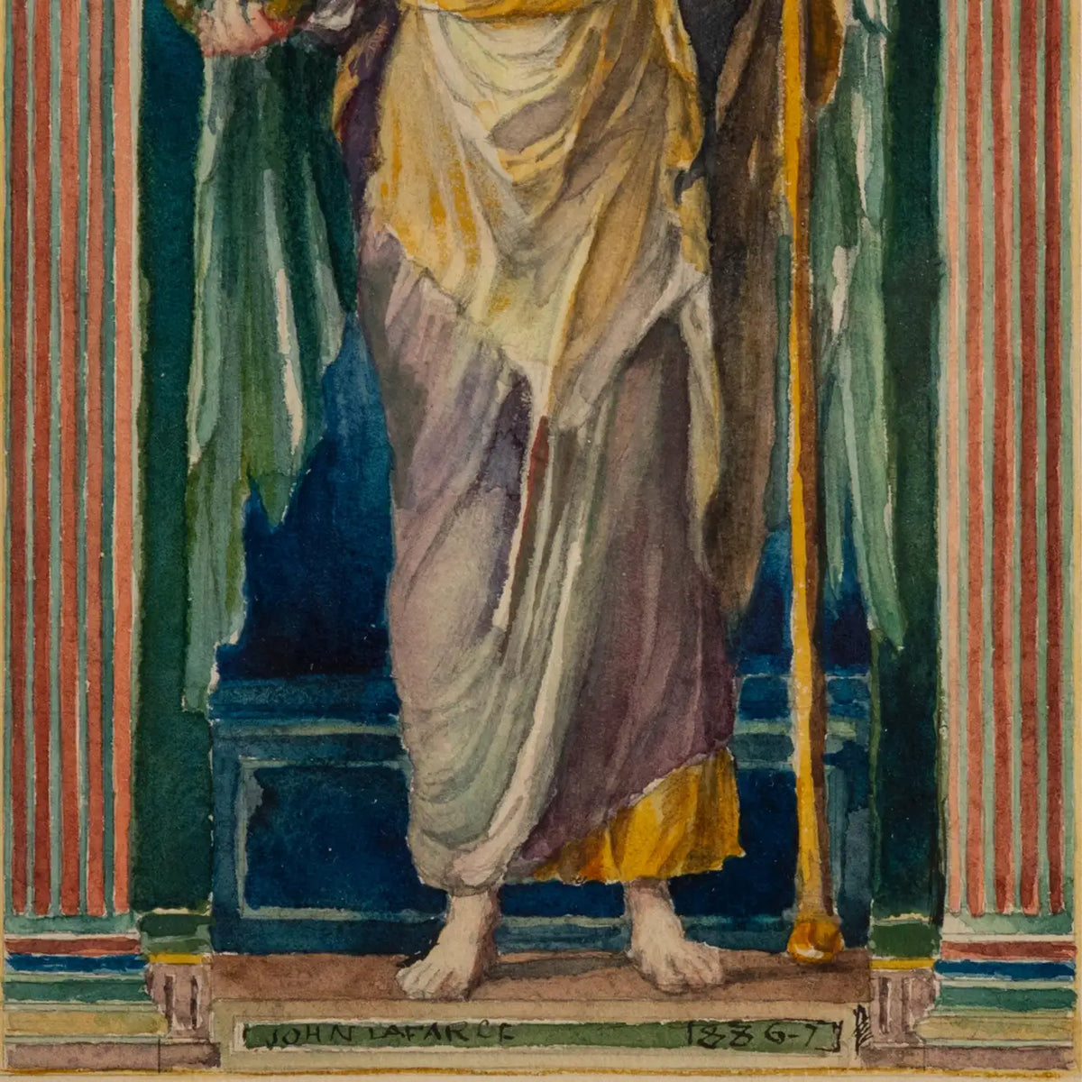 American Watercolor Angel Painting Stained Glass John La Farge New York 1886