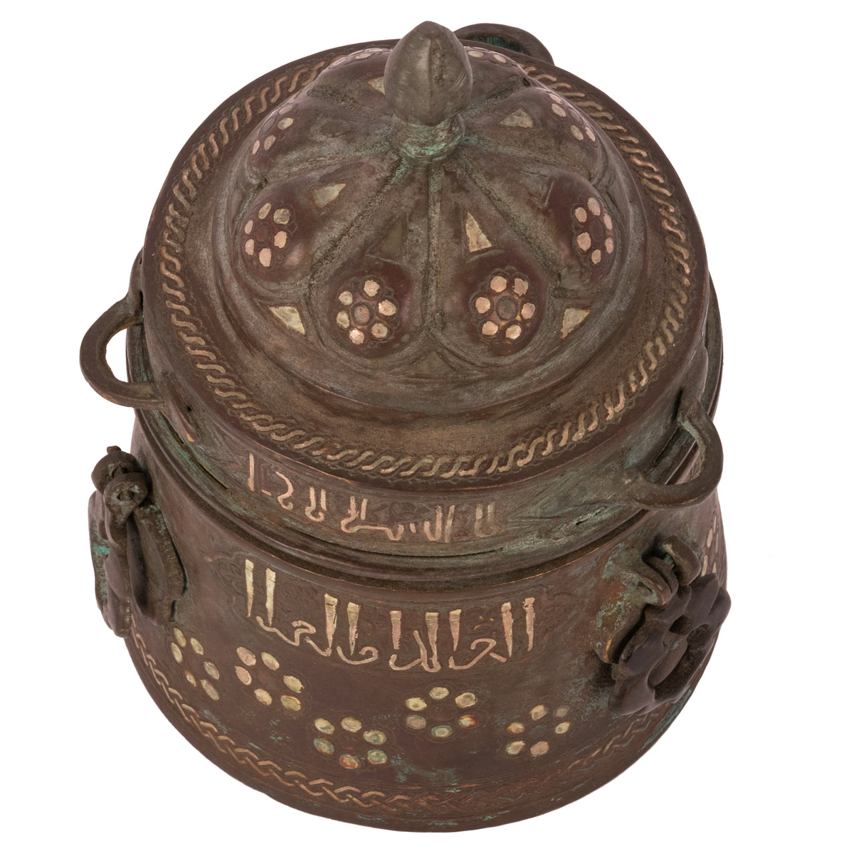 12th Century Islamic Persian Khurasan Silver Inlaid Bronze Calligraphy Inkwell