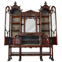 Antique 19th Century Chinese Chippendale Carved Mahogany Display Cabinet, circa 1890