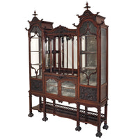 Antique 19th Century Chinese Chippendale Carved Mahogany Display Cabinet, circa 1890