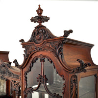 Antique 19th Century Chinese Chippendale Carved Mahogany Display Cabinet, circa 1890
