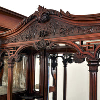Antique 19th Century Chinese Chippendale Carved Mahogany Display Cabinet, circa 1890