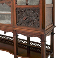 Antique 19th Century Chinese Chippendale Carved Mahogany Display Cabinet, circa 1890