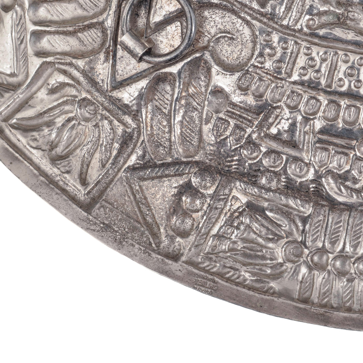 Large Mid Century Modern Mexican Sterling Silver Aztec Calendar Wall Charger, 1960s