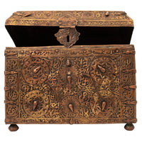 Antique 16th Century Islamic Safavid Al Jazari Combination Locking Brass Casket. Circa 1550