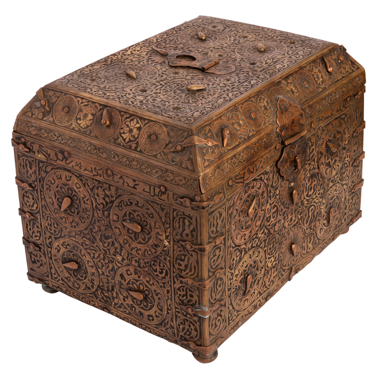 Antique 16th Century Islamic Safavid Al Jazari Combination Locking Brass Casket. Circa 1550