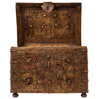 Antique 16th Century Islamic Safavid Al Jazari Combination Locking Brass Casket. Circa 1550