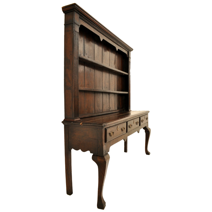 Antique Georgian George III Oak Welsh South Wales Dresser With Plate Rack, circa 1780