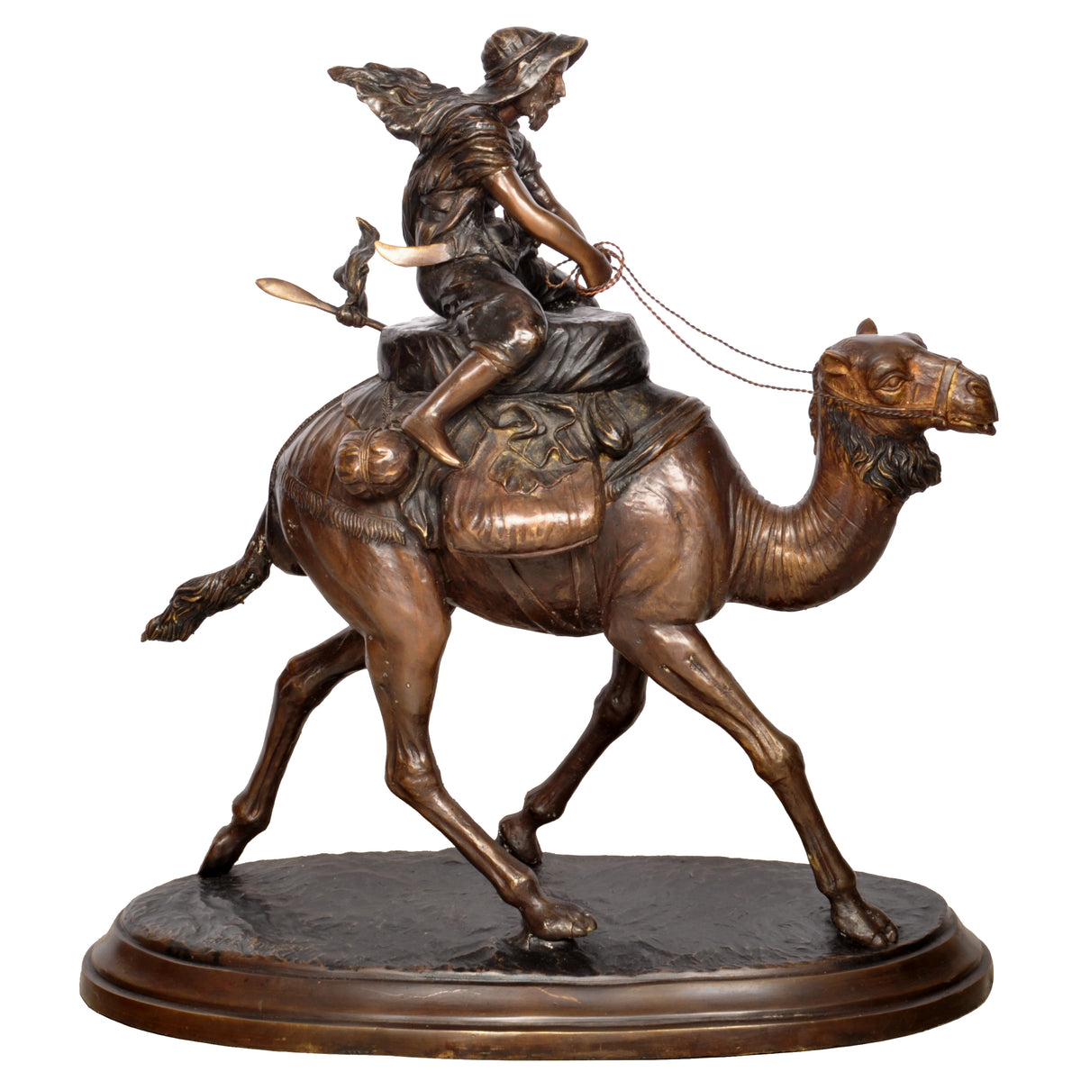 Large Antique Vienna Bronze Orientalist Camel Rider Statue Sculpture Carl Kauba, 1930s