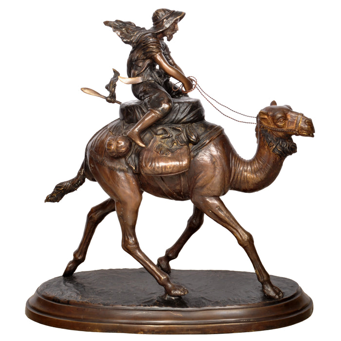 Large Antique Vienna Bronze Orientalist Camel Rider Statue Sculpture Carl Kauba, 1930s