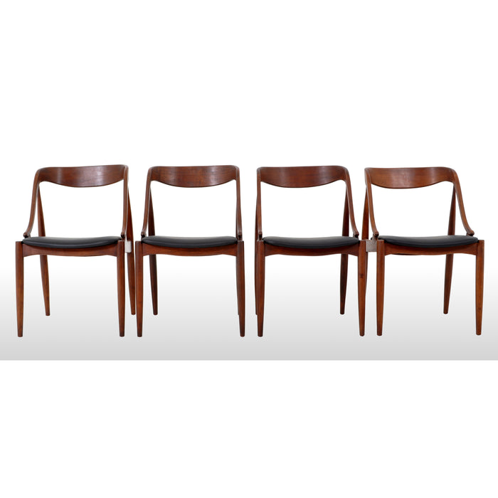 Set of 4 Mid-Century Modern Danish Teak & Leather Dining Chairs, 1960s