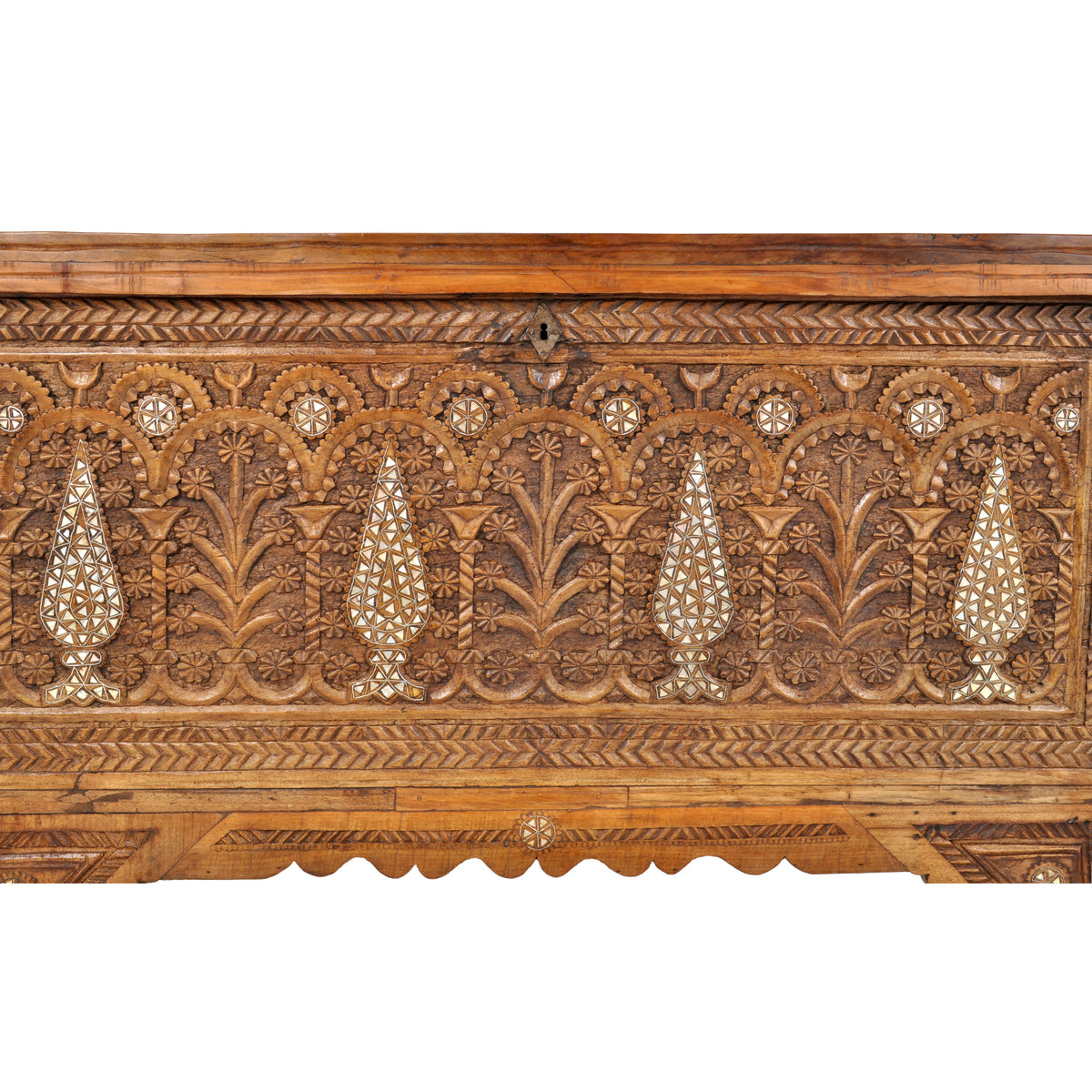 Antique Inlaid Mother of Pearl Syrian Marriage Dowry Chest / Coffer / Trunk, circa 1880