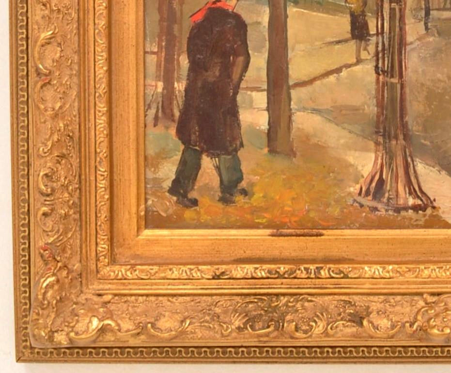French Oil on Canvas Post Impressionist New School of Paris Painting Street Scene Michel Dureuil 1948