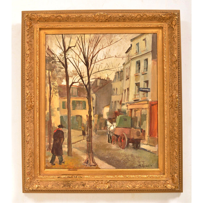 French Oil on Canvas Post Impressionist New School of Paris Painting Street Scene Michel Dureuil 1948
