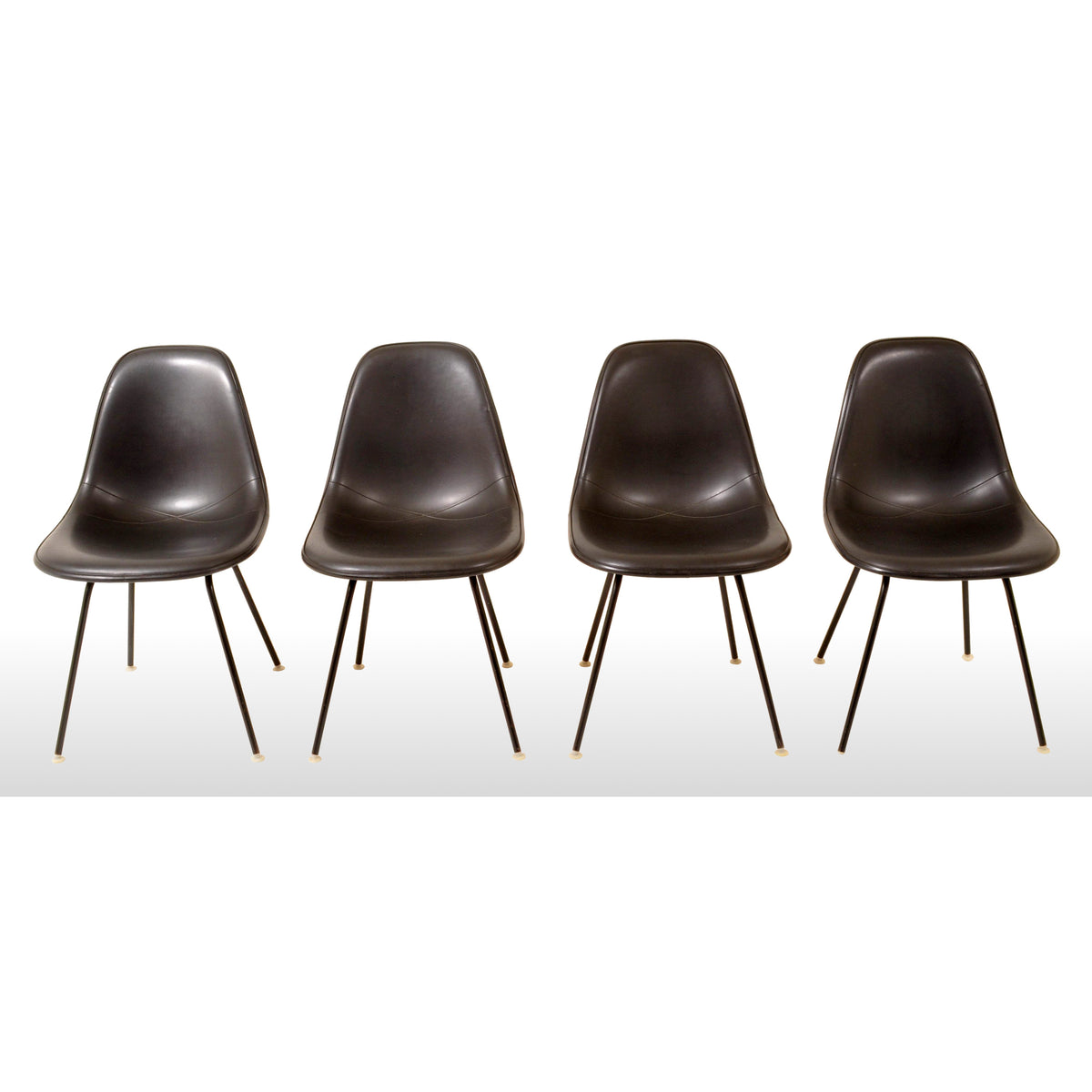 Set of 4 Black Fiberglass Shell Chairs by Charles Eames for Herman Miller, 1968