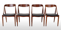 Set of 4 Mid-Century Modern Danish Teak & Leather Dining Chairs, 1960s